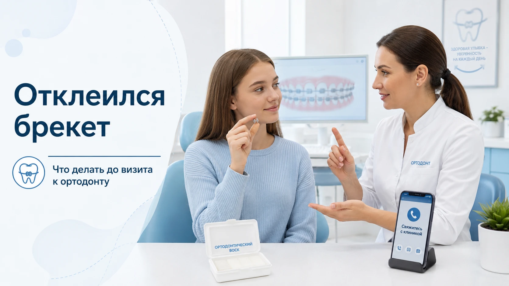 Отклеился брекет: что делать до визита к ортодонту