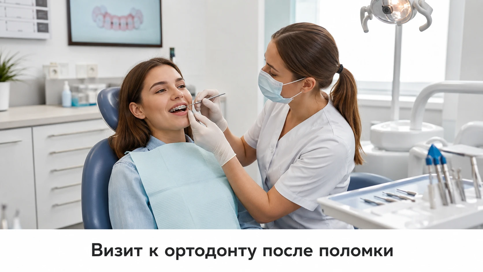 Пациент приходит к ортодонту на фиксацию отклеившегося брекета